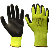 SCAN HI-VIS YELLOW FOAM LATEX COATED GLOVE SIZE 10 SCAGLOLATYXL