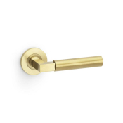 Hurricane Lever on Round Rose Plain Style Satin Brass PVD