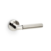 Hurricane Lever on Round Rose Reeded Style Polished Nickel PVD