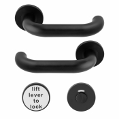 EUROSPEC LIFT TO LOCK LEVER SET WITH RELEASE MATT BLACK