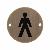 EUROSPEC MALE SYMBOL 76MM DISC ANTIQUE BRASS