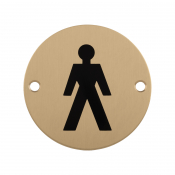 EUROSPEC MALE SYMBOL 76MM DISC SATIN PVD BRASS