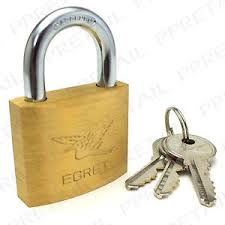 Egret Brass Padlock Cyl Action 3 keyed