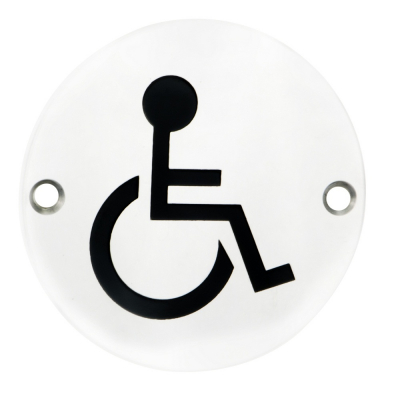 EUROSPEC STEELWORX SIGNAGE SYMBOL DISABLED 76mm dia