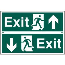 Exit man running arrow up/down PVC 300mm x 200mm 2 per sheet