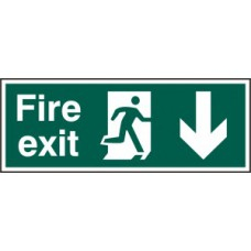 FIRE EXIT MAN ARROW DOWN RPVC 600mm x 200mm