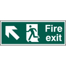 FIRE EXIT MAN ARROW UP/LEFT RPVC 400mm x 150mm
