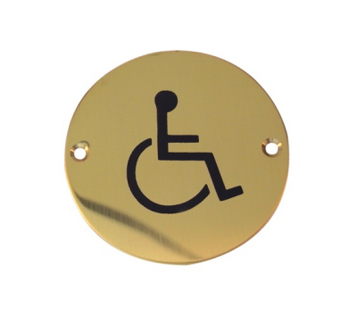 BRASS CIRCULAR SIGN 76mm DISABLED