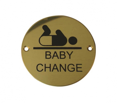 BRASS CIRCULAR SIGN 76mm BABY CHANGE