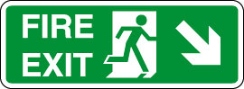 InchRunning ManInch (Diagonal Down Right) Fire Exit Sign