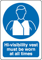 InchHigh Vis Vest Must Be WornInch Sign