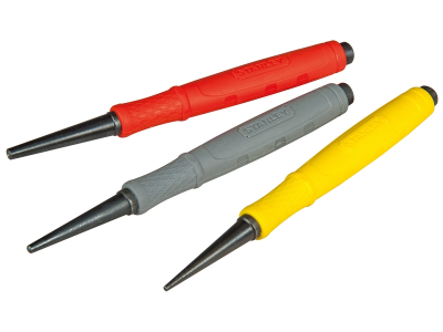 STANLEY 0-58-930 DYNAGRIP NAIL PUNCH Set of 3 - 0.8mm,1.6mm,2.4mm