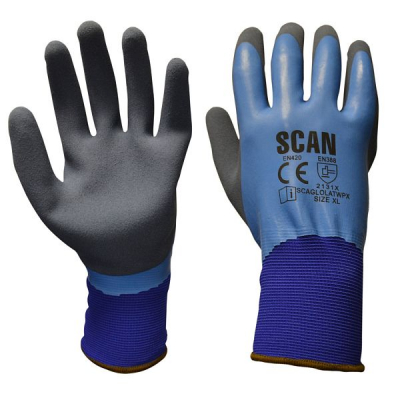 SCAN WATERPROOF LATEX GLOVES SIZE 10 SCAGLOLATWPX