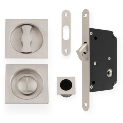 Alexander & Wilks Sliding Door Lock Set-Square Roses-Radius Forend & Strike