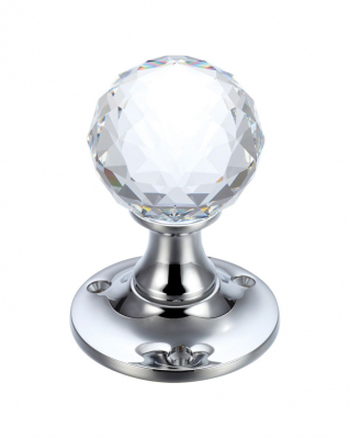 Zoo Hardware FB401 Glass Ball Mortice Knob Facetted Clear 50mm