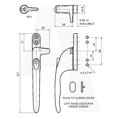 SECURISTYLE VIRAGE OFFSET COCKSPUR ESPAG HANDLE