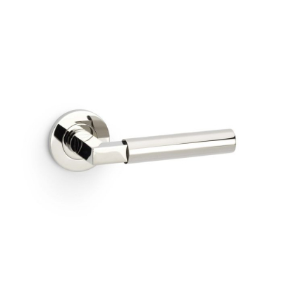 Hurricane Lever on Round Rose Plain Style Polished Nickel PVD