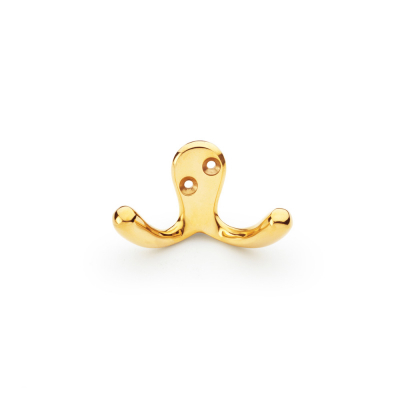 AW773PBU Victorian Double Robe Hook Unlacquered Brass