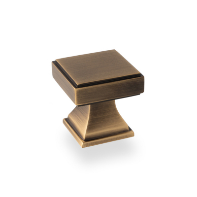 JESPER SQUARE CUPBOARD KNOB 30mm ANTIQUE BRASS