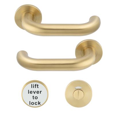 EUROSPEC LIFT TO LOCK LEVER SET WITH RELEASE SATIN BRASS