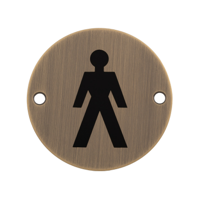 EUROSPEC MALE SYMBOL 76MM DISC ANTIQUE BRASS