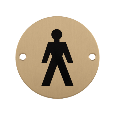 EUROSPEC MALE SYMBOL 76MM DISC SATIN PVD BRASS