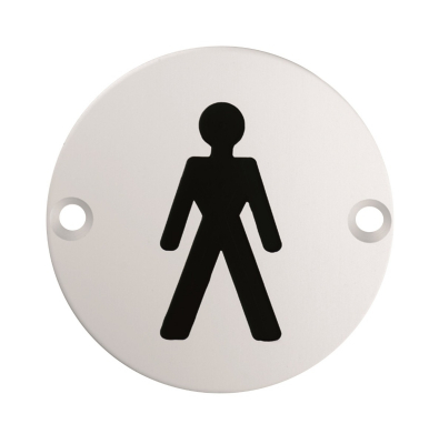 EUROSPEC MALE SYMBOL 76MM DISC SATIN STAINLESS STEEL