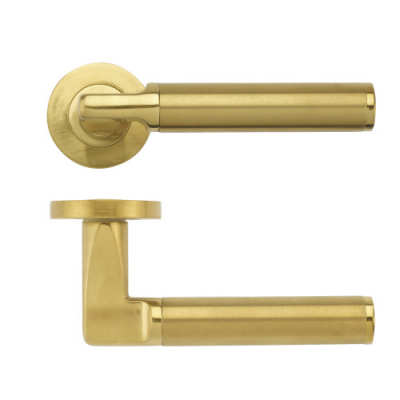 MILAN LEVER ON ROUND ROSE FAVO SATIN BRASS ZPZ030FSB